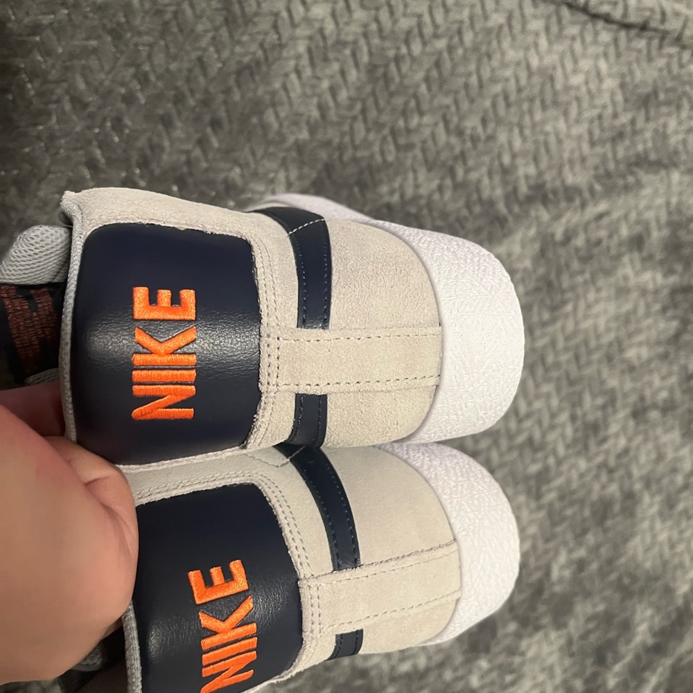 Nike Cream and Navy Sneakers with Orange Logo